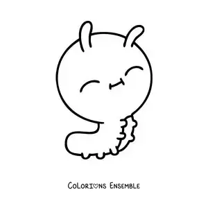 Image à colorier d’une chenille kawaii