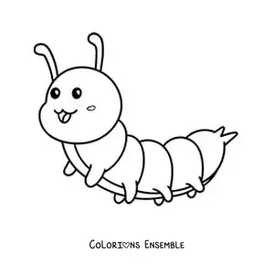 Image à colorier d’une chenille kawaii rigolote