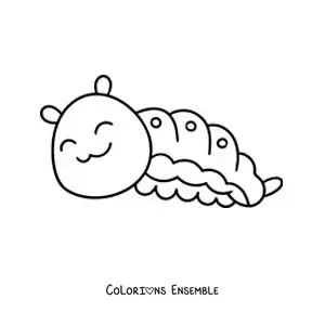 Image à colorier d’une chenille souriante