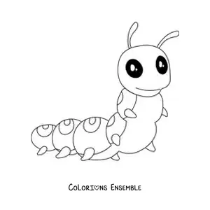Image à colorier d’une grande chenille rigolote