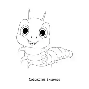 Image à colorier d’une chenille rigolote