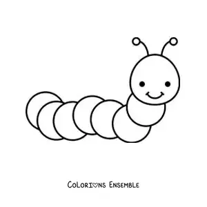 Image à colorier d’une chenille facile pour enfants