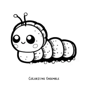 Image à colorier d’une chenille kawaii et facile