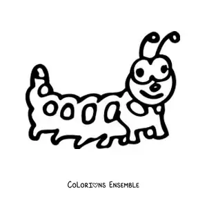 Image à colorier d’une chenille en dessin animé