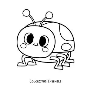 Image à colorier d’une mignonne coccinelle kawaii