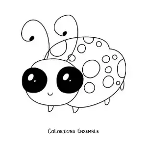 Image à colorier d’une coccinelle kawaii