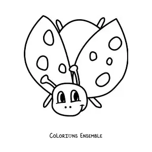 Image à colorier d’une coccinelle rigolote en plein vol