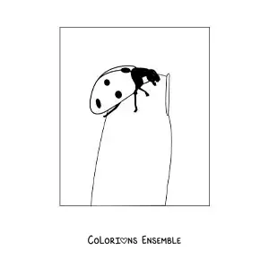 Image à colorier d’une coccinelle posée sur un ongle