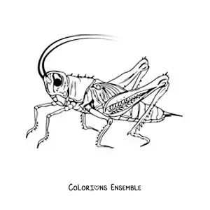 Image à colorier d’un grillon réaliste