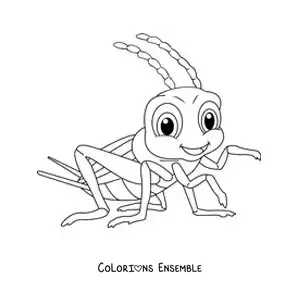 Image à colorier d’un grillon rigolo