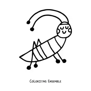 Image à colorier d’un grillon rigolo et facile