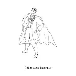 Image à colorier d’un médecin habillé en super-héros