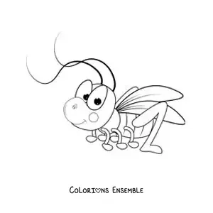 Image à colorier d’une sauterelle rigolote