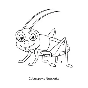Image à colorier d’un grillon en dessin animé