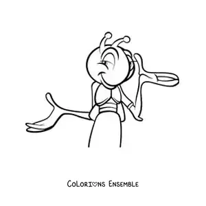 Image à colorier d’un grillon rigolo en dessin animé