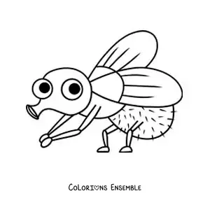 Image à colorier d’une mouche rigolote qui nettoie ses pattes