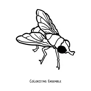 Image à colorier d’une grande mouche facile