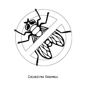 Image à colorier d’un panneau interdisant les mouches