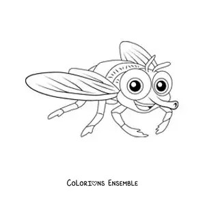 Image à colorier d’une mouche rigolote pour enfants