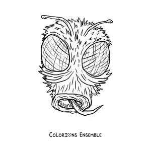 Image à colorier du visage d’une mouche effrayante