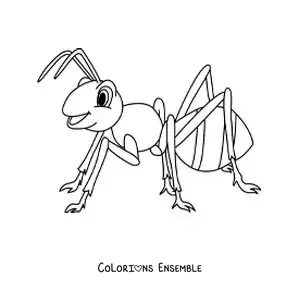 Image à colorier d’une fourmi rigolote