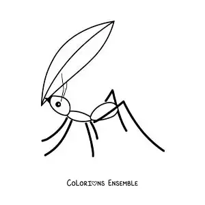 Image à colorier d’une fourmi qui porte une feuille