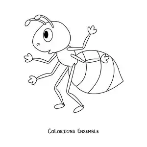 Image à colorier d’une fourmi rigolote