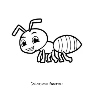 Image à colorier d’une fourmi en dessin animé