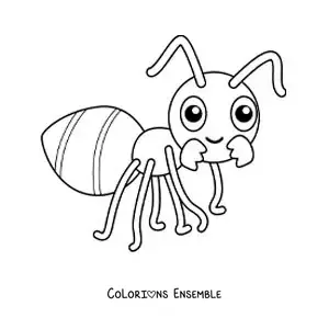 Image à colorier d’une fourmi rigolote pour enfants