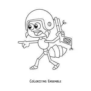 Image à colorier d’une fourmi guerrière au travail
