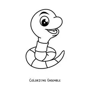 Image à colorier d’un grand ver de terre animé