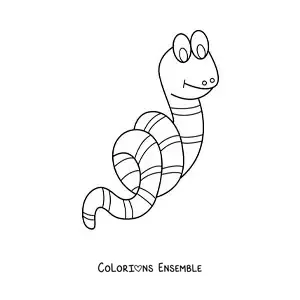 Image à colorier d’un ver de terre animé