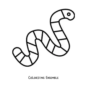 Image à colorier d’un grand ver de terre facile