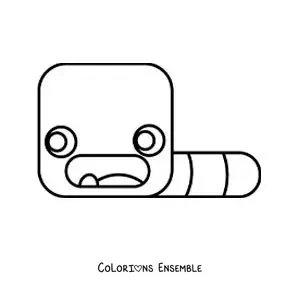 Image à colorier d’un ver de terre rigolo animé