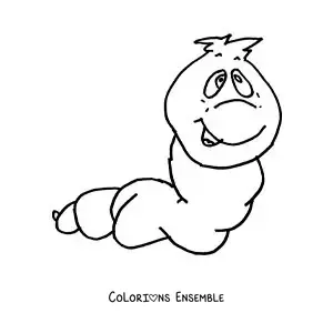 Image à colorier d’un dessin de ver de terre