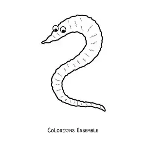 Image à colorier d’un ver rigolo animé