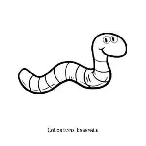 Image à colorier d’un grand ver de terre rigolo animé