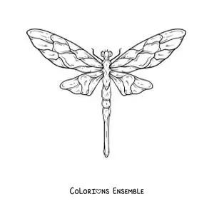 Image à colorier d’une libellule réaliste