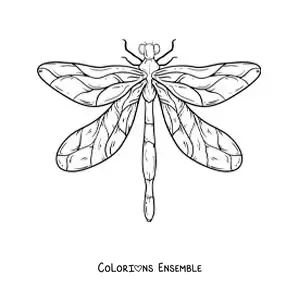 Image à colorier d’une grande libellule réaliste