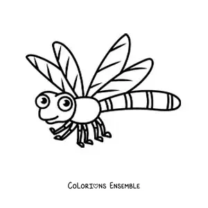 Image à colorier d’un dessin animé de libellule