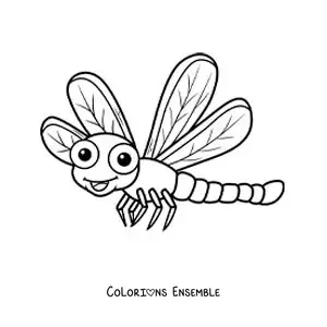 Image à colorier d’un dessin de libellule rigolote