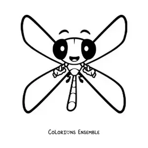 Image à colorier d’une grande libellule animée