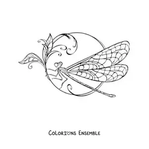 Image à colorier d’une belle libellule sur une fleur