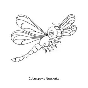 Image à colorier d’une libellule animée