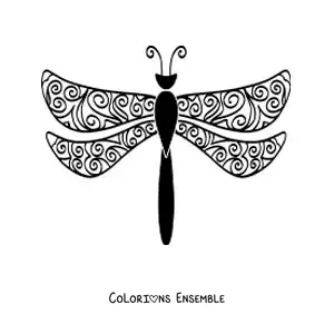 Image à colorier d’une libellule en mandala