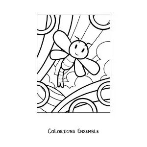 Image à colorier d’une libellule animée facile