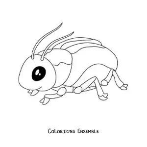 Image à colorier d’un scarabée kawaii