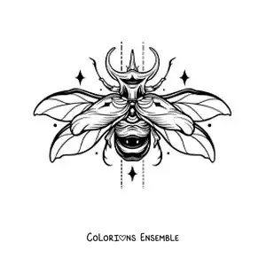 Image à colorier d’un scarabée qui vole