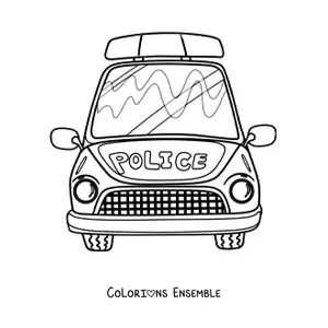 Image à colorier d’une voiture de patrouille de police