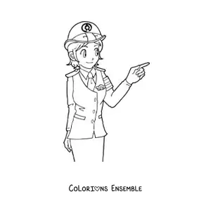 Image à colorier d’une femme policière
